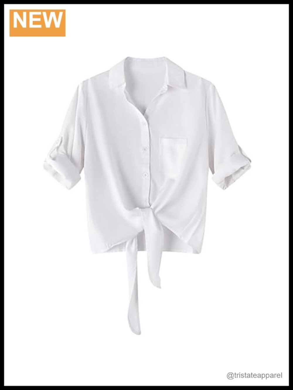 Dauocie Women's Lyocell Button Down Tie Front Blouse 3/4 Sleeve with Pocket